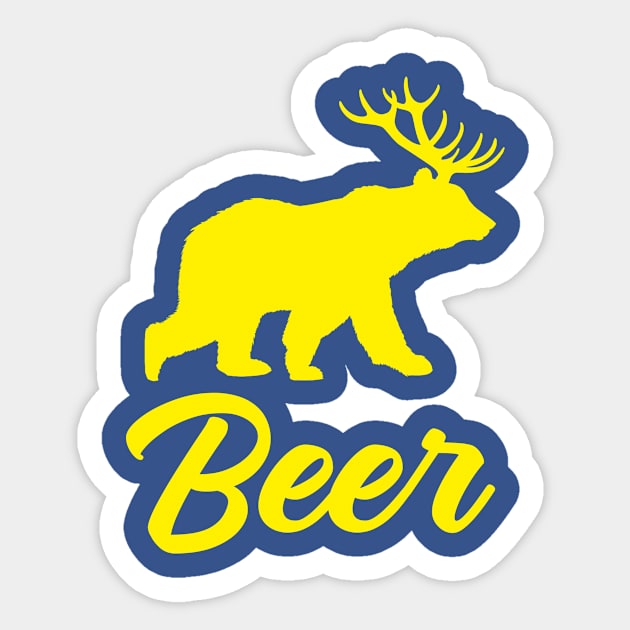 Funny Beer Bear Deer Sticker by TMSTORE